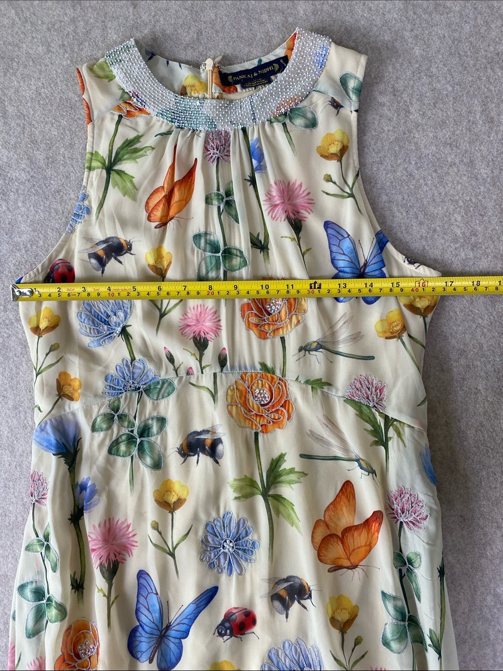 Anthropologie Pankaj & Nidhi Butterfly Garden Beaded Midi Dress NWT 6 - Picture 11 of 15